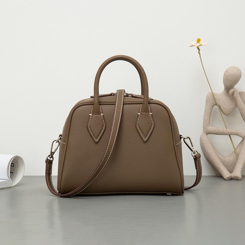 Geantă de pernă Boston din piele de vacă de nișă pentru un singur umăr Geantă portabilă din piele pentru femei Tide