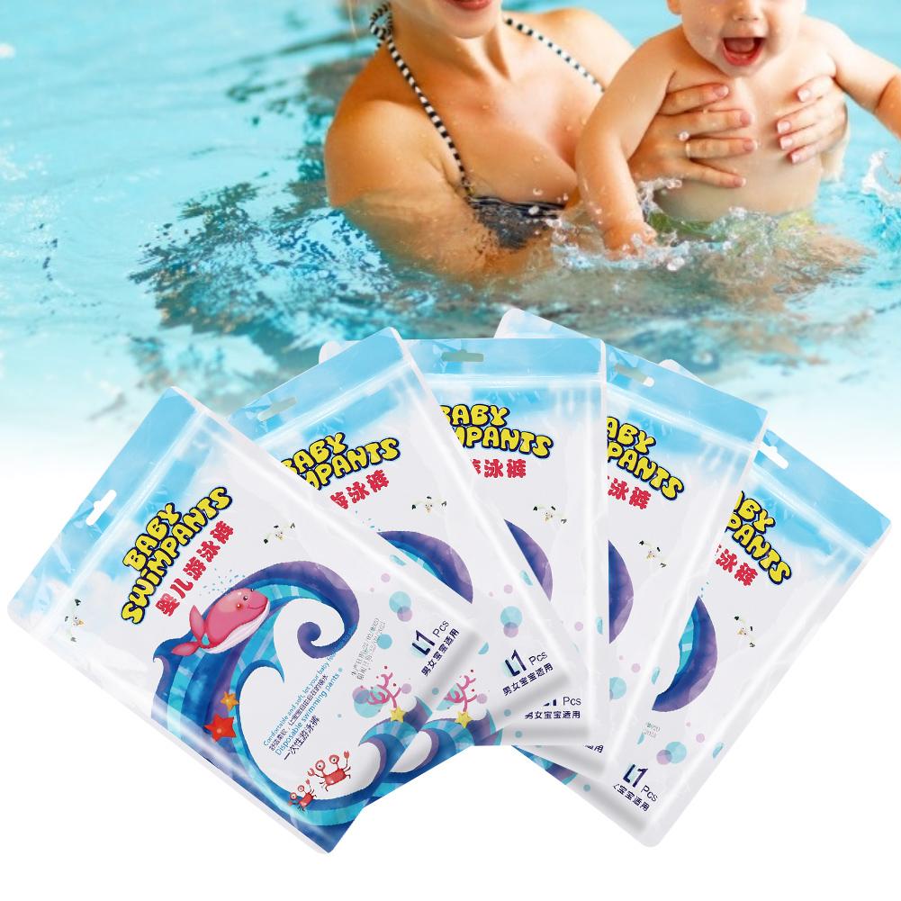 5pcs Baby Swimming Diaper Disposable Waterproof Elastic Leakage Proof Baby Diaper(L (9 14KG) )