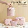 Soft Corduroy Makeup Bag Set Portable Handheld Tote with Large Capacity Ideal for Travel Includes Multifunctional Lipstick Pouch