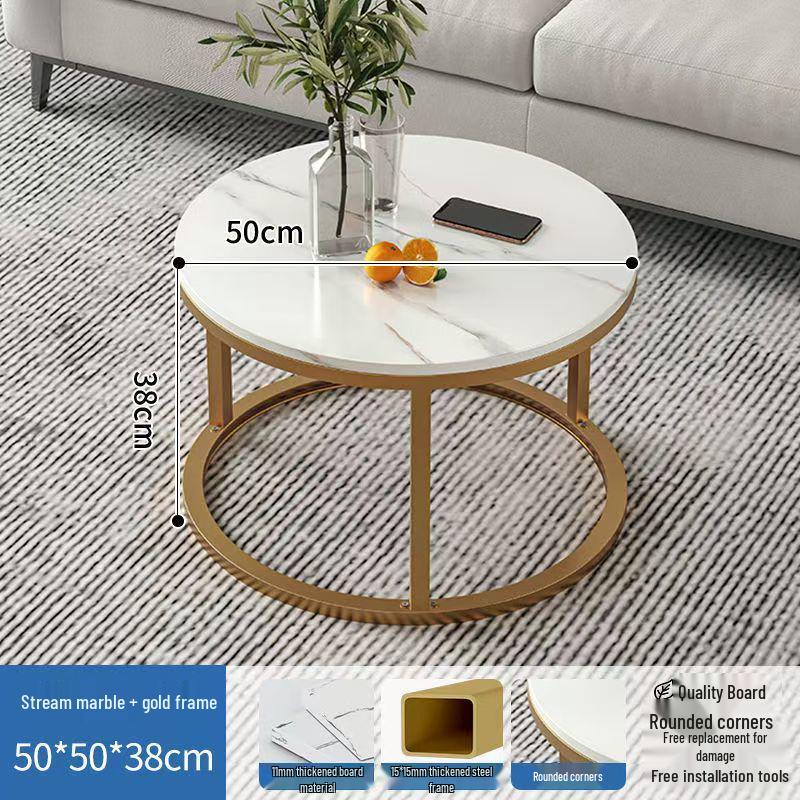 Simple Modern Light Luxury Coffee Table - Small Round Side Table for Living Room or Bedroom