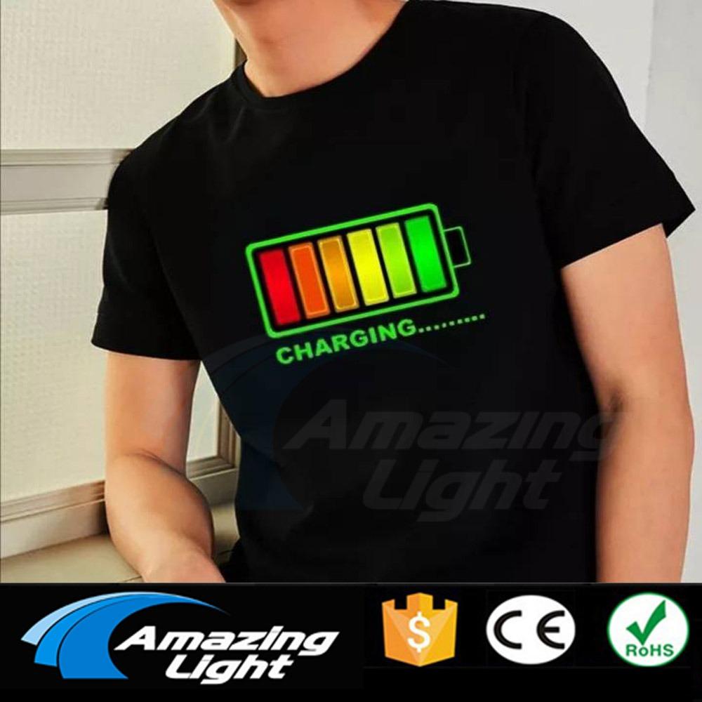 Vendita Calda T-shirt a LED Attivata dal Suono Equalizzatore El T-shirt Equalizzatore Illuminata Verso il Basso T-shirt a LED Lampeggiante T-shirt a LED Attivata dalla Musica