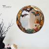 Decorative Mirrors for Entryway Halloween Mirror Wall Stickers with Spiders/Skeletons/Pumpkins, Retro Hanging Spider Web Art Ornament, Lightweight