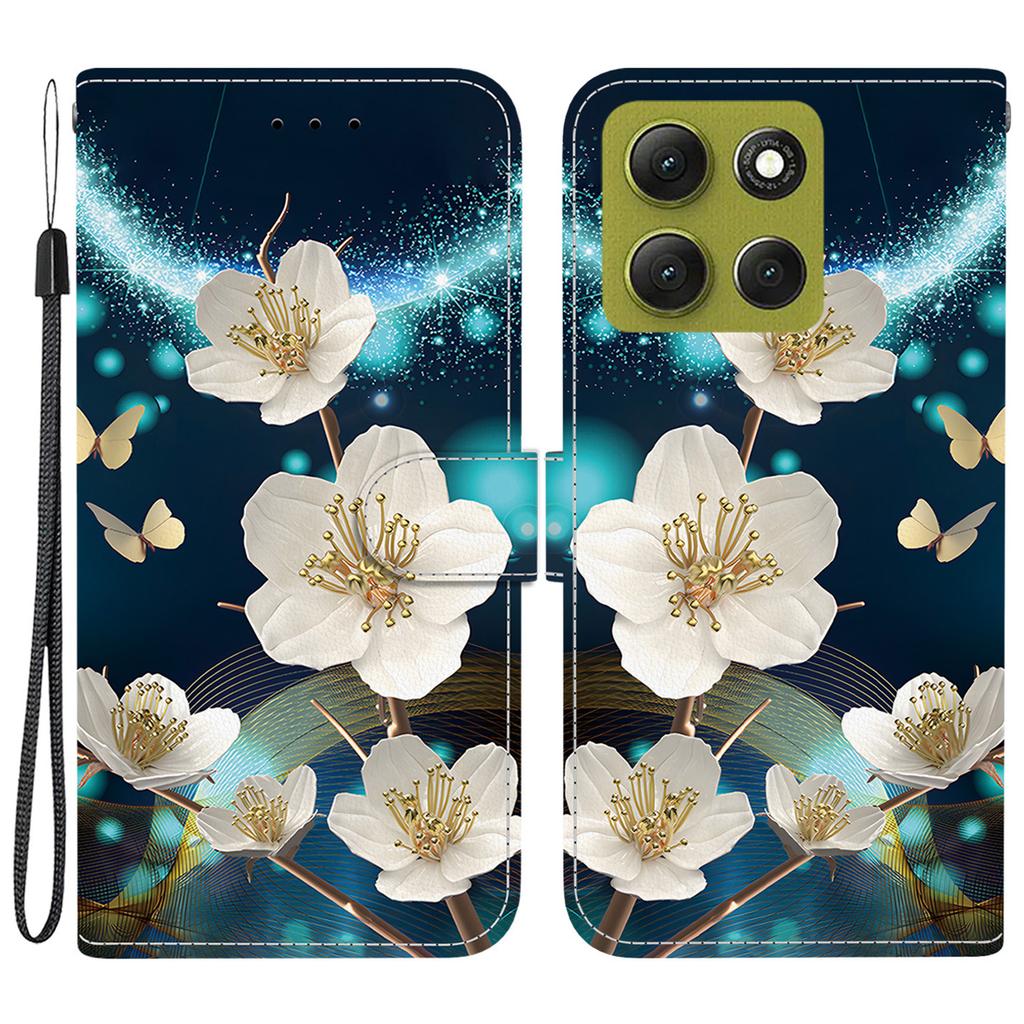 For Motorola Moto G86 5G Case Pattern Printing Leather Flip Wallet Phone Cover with Lanyard