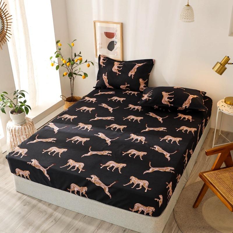 Bedovertrek met opdruk, strak passend, stofwerend, beschermhoes voor eenpersoons, tweepersoons, queen, king bed 1 stuk pillowcase 50x75cm