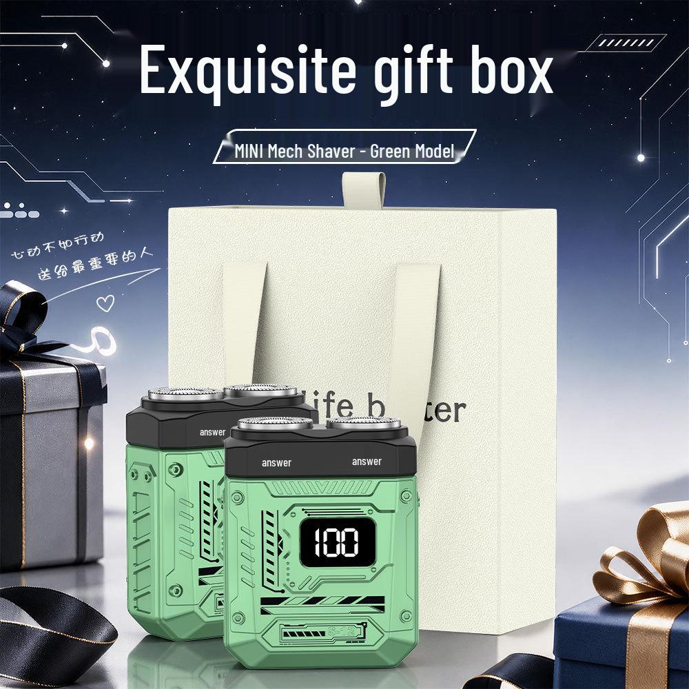 Compact Dual-Head Magnetic Electric Shaver: Rechargeable Razor with Digital Display and Gift Box