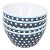 4PCS 6in Salad Bowl Dinner Serving Bowl Sets Kitchen Imitation Porcelain DinnerwareDark Blue Dots