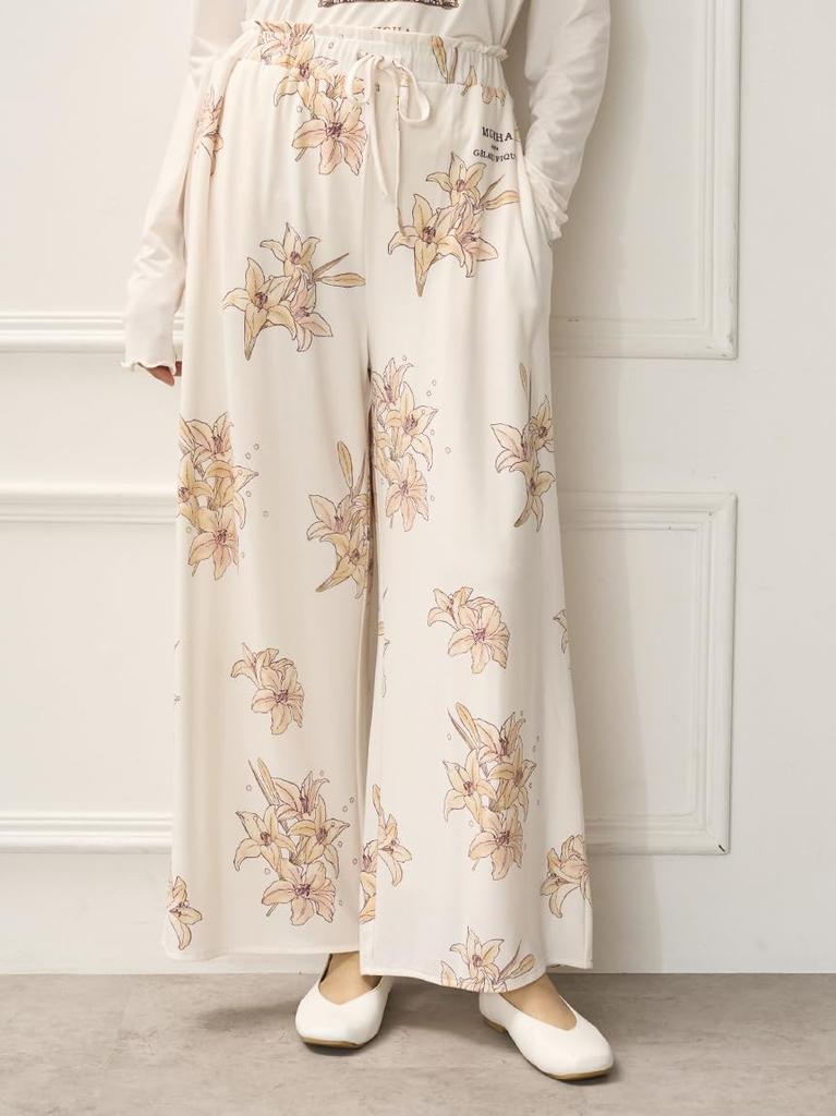 Gelato Pique MUCHA Lilien-Print Lange Hose PWCP254334CORALF