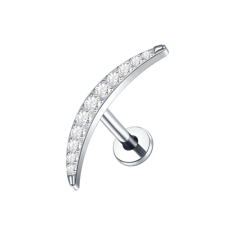 1Pc G23 Titanium Labret Ear Tragus Earring Stud Internally Threaded Zircon Lip Rings Cartilage Helix Piercing Body Jewelry 16G