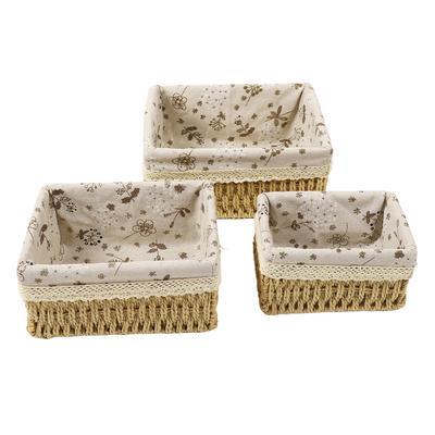 Hand Woven Storage Baskets Multipurpose Portable Durable Decorative Storage Bins for Makeup Bedroom Shelves Organizing