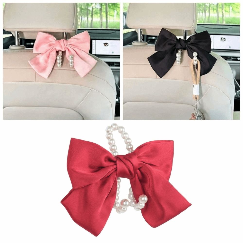 Clip On Seat Back Hanger Bowknot Design Car Organizer Vehicle Decor Backseat Hook Car Interior