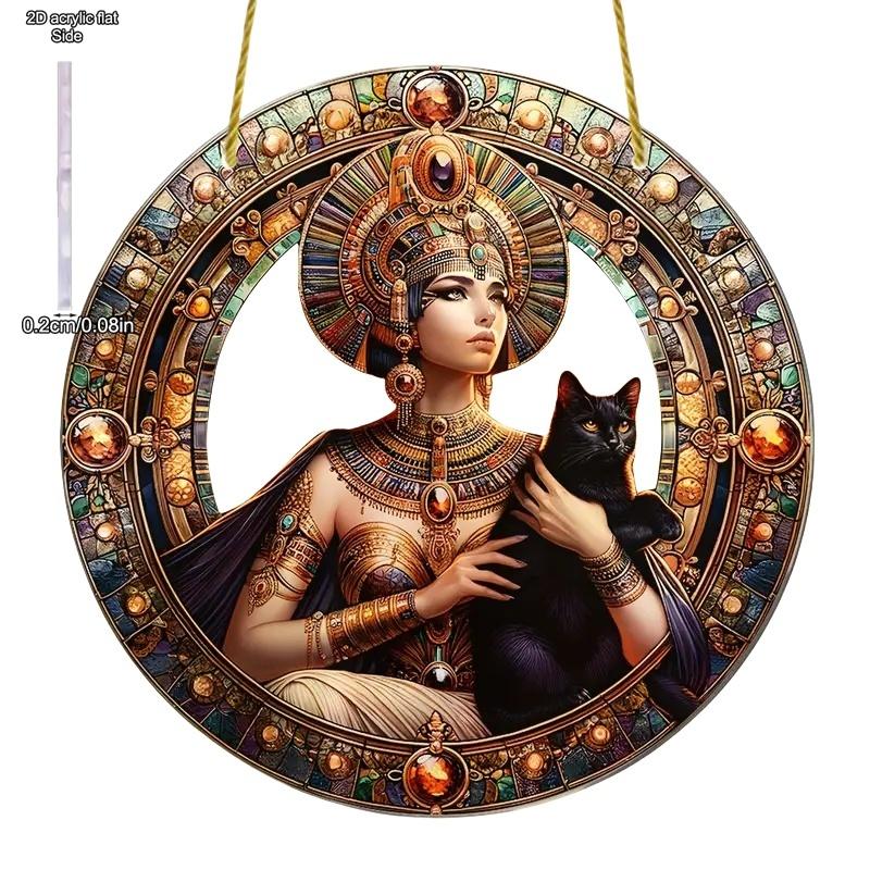 Egyptian Goddess and Pharaoh Acrylic Sun Catcher, Ancient Egyptian Mythological Theme, novelty home decor, Perfect Durable for Bedroom