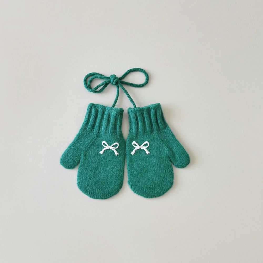 Solid Color Knit Gloves Autumn Winter Hanging Neck Gloves New Children Mittens for Children