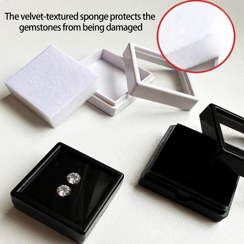 Velvets Lined Acrylic Jewelry Sample Case with 15 Square Slots Display Plate for Professional Gemstones Exhibition