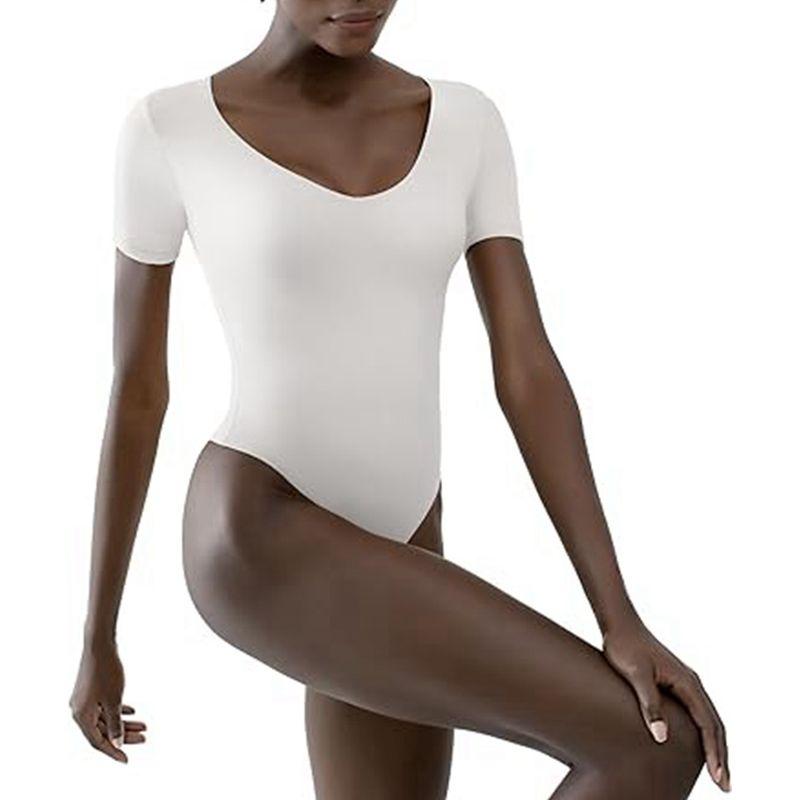 

Old Customers Stock up Kardashian Same Style Short sleeve Top Tight High Elastic Jumpsuit V-neck Elegant Simple Base Vest White V Neck (non-refundeable) S