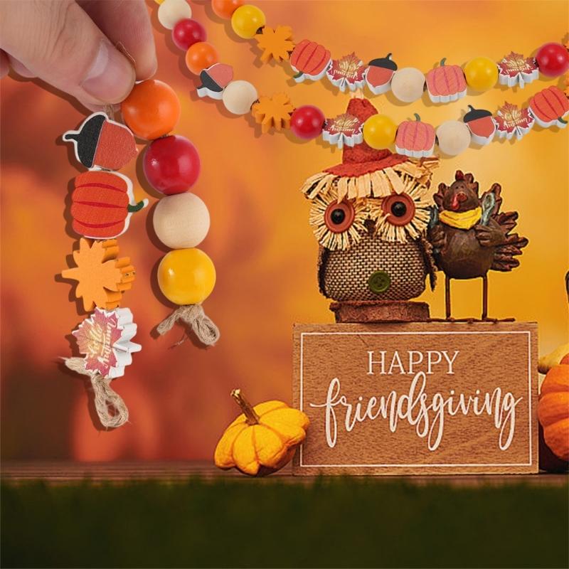 User Friendly Wooden Beads Set Thanksgiving Decoration Handmade Craft Easy Assembly Holiday Beads For Festival Projects