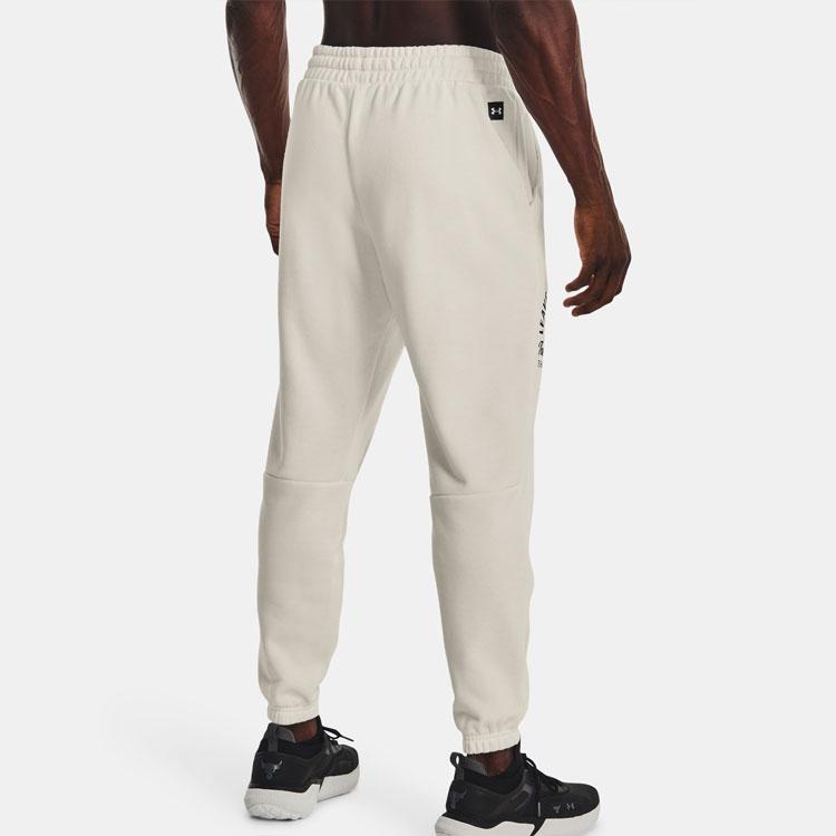 Under Armour Project Rock Graphic Drawstring Joggers Men Bottoms Ivory-White 1377440-130