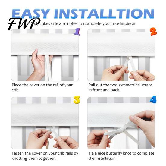 Baby Collision Prevention Rail 1 Set Breathable Mesh Crib Cover, Soft Teething Protector for Safety Rails, Thick Pad Toddler Bed, Edge Guard