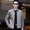 Middle-aged High-end Jacket Men's Solid Color Lapel No-iron Business Casual Simple Autumn Outerwear Looks Youthful and Thin
