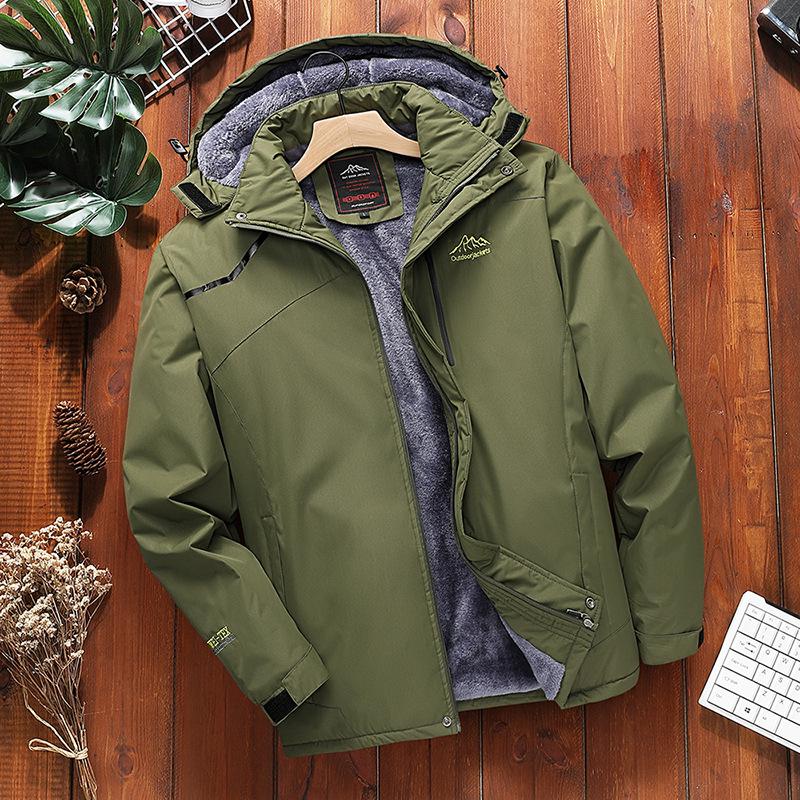 Men's Plus Size Winter Mountaineering Jacket with Velvet Lining - Thick & Warm