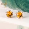 1 Pair Women Ear Studs Retro Geometric Shape Amber Smooth Lightweight Ear Jewelry Lady Prom Cocktail Party Stud Earrings