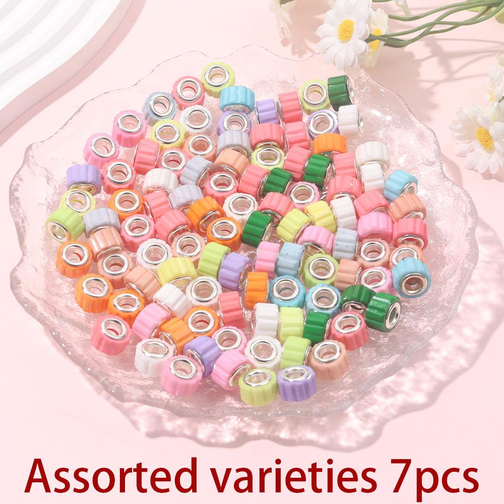 

7/14/21 шт. смоляные европейские бусины с большими порами, разноцветные бусины с подвесками, ожерелье, браслет, принадлежности для изготовления ювелирных изделий 7pcs
