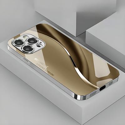 Gradiënt Minimalistische Curve Galvanisch Plated Telefoonhoesje Voor iPhone 17 16 15 14 13 12 11 Pro Max Plus 16E 17 Air Gehard Glas Cover