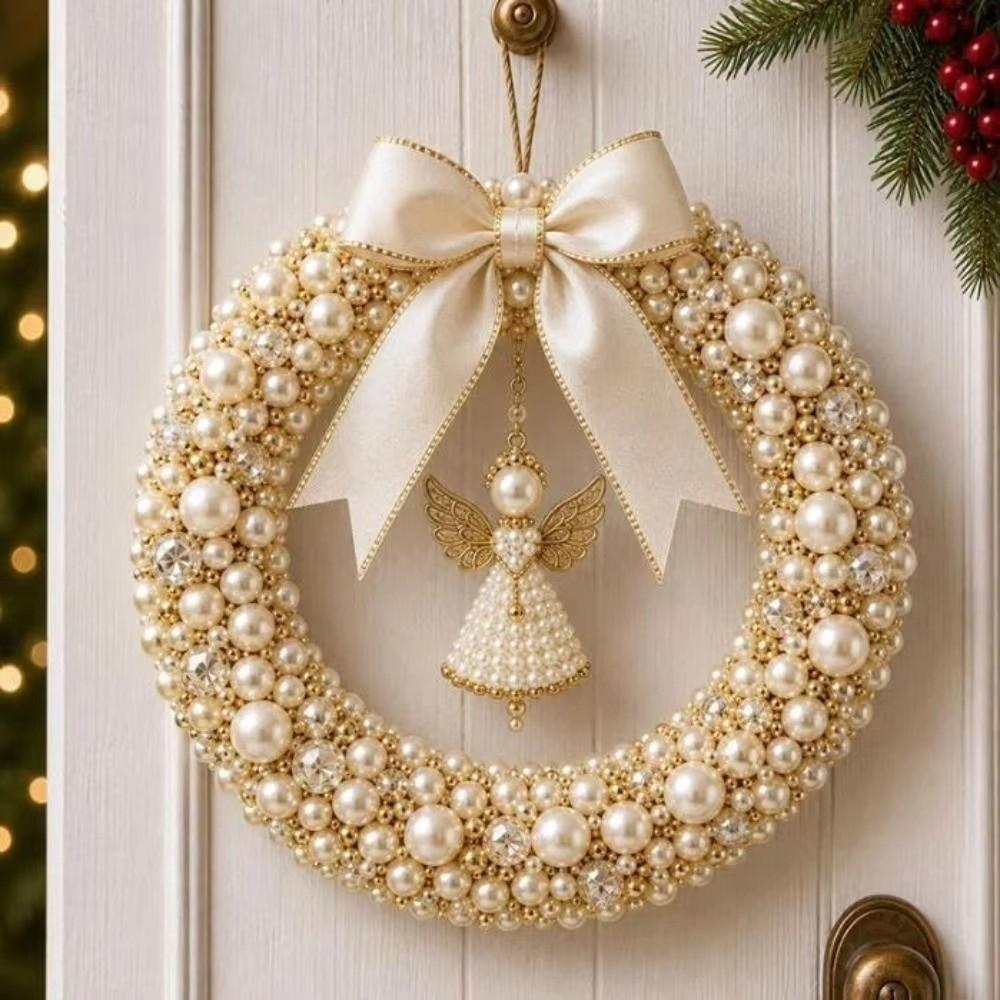 Sparkling DIY Christmas Wreath Kit Mini Creative Xmas Ornament Kit Snowflakes Christmas Tree Beaded Wreath Kit Home Decor