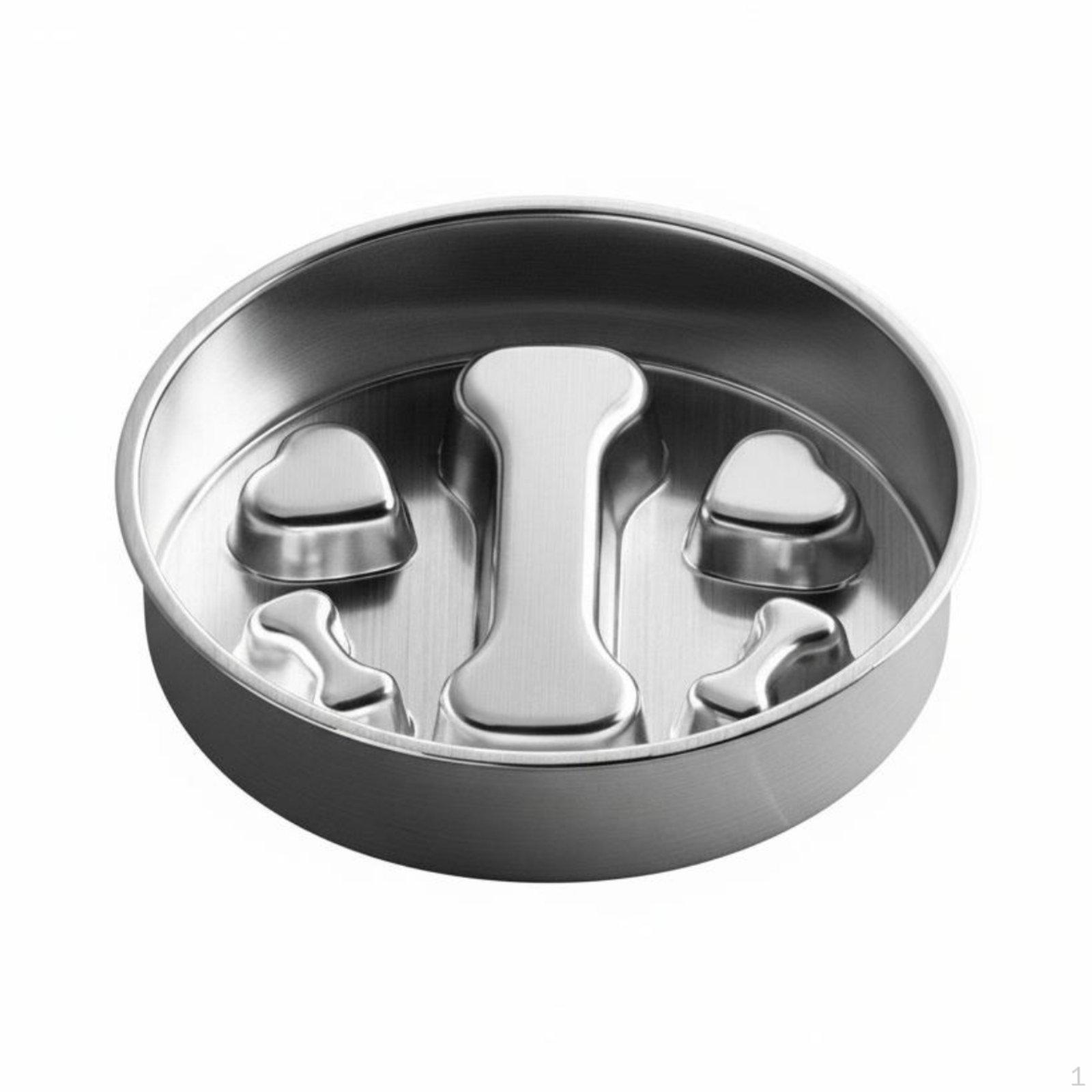 Stainless Steel Slow Feeder Bowl AntiTip Dog NonSlip for Dogs, Fast Eaters,