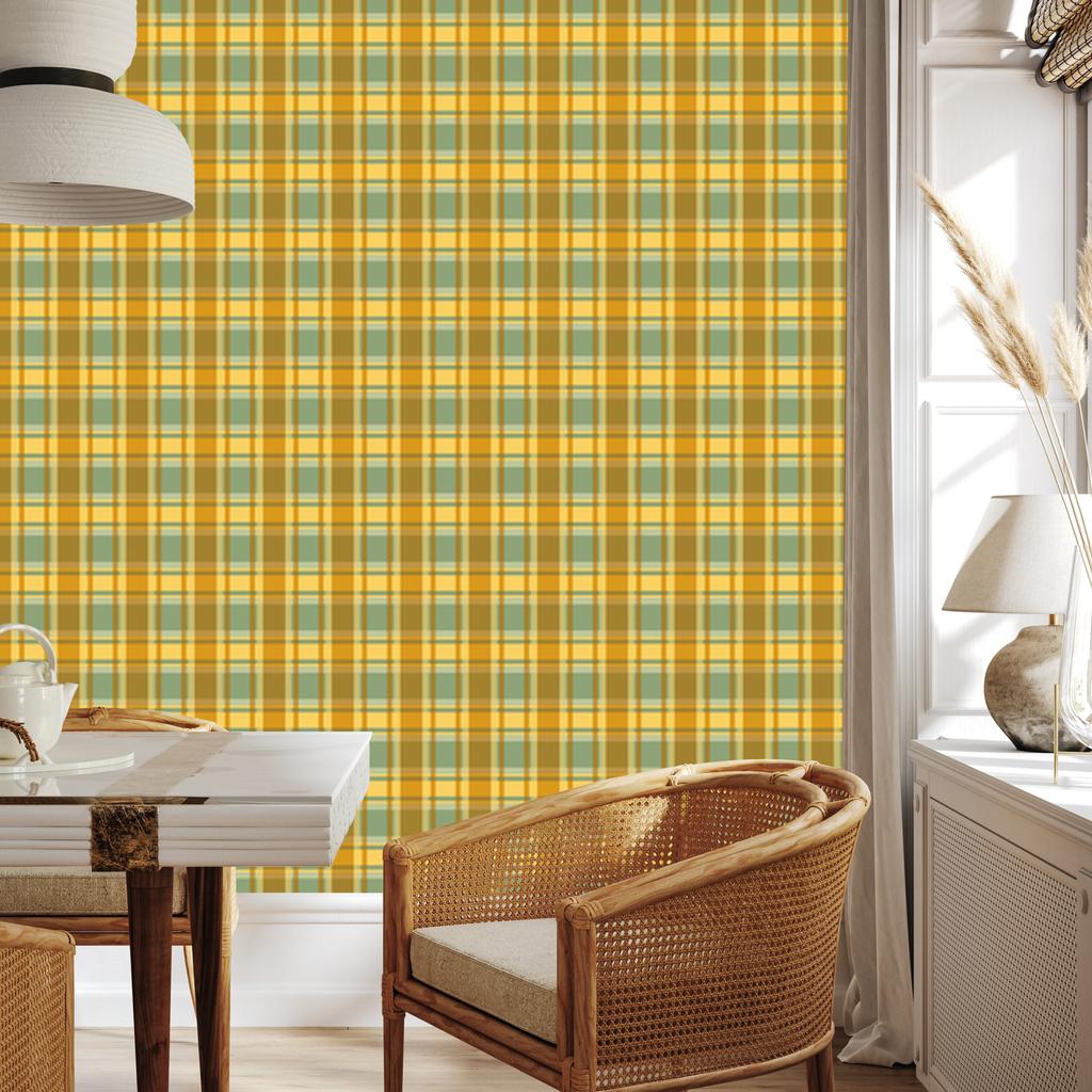 Wallpaper Yellow and blue checkered gold, yellow and lime 50x1000