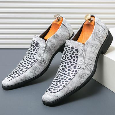 Großbritannien Neue Herren Spitze Leopardenmuster Patchwork Freizeitkleid Derby-Schuhe Männlich Formell Hochzeit Heimkehr Schuhe