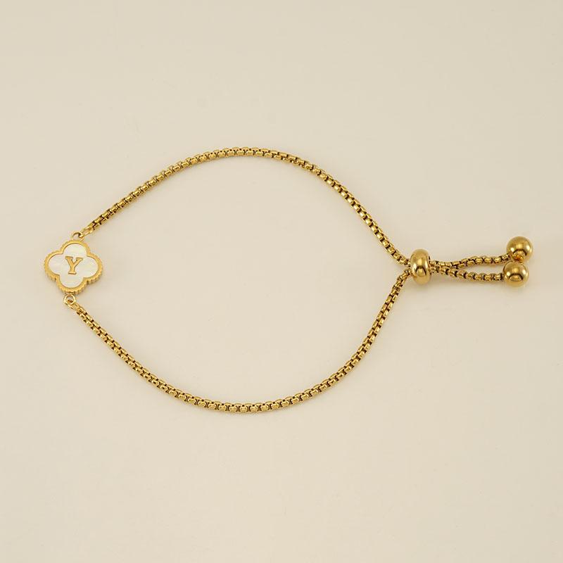 Stainless Steel Shell Clover Letter Bracelet Unique Design Fashionable Wrist Jewelry for Women