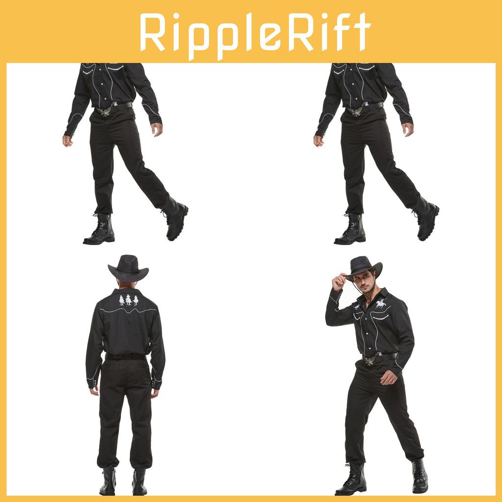 Western Cowboy Shirt Dressup For Halloween And Party Events With Polyester Fabric For Men