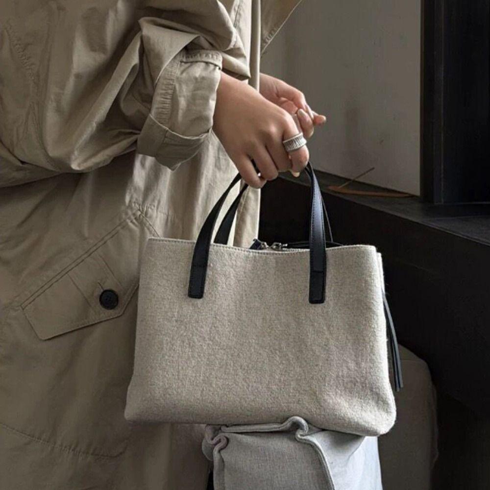 Waterproof Canvas Shoulder Bag Multi-layer Multiple Compartments Handbag Computer Bag  Shopping