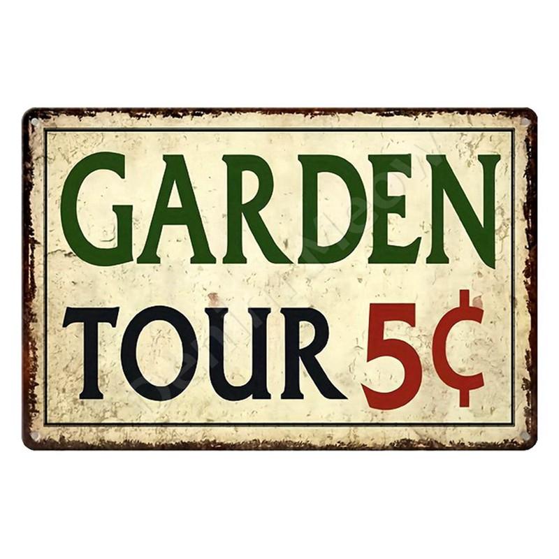 Welcome To Our Garden Metal Tin Signs, Dirty Hoe Wall Art, Sunflower Retro Poster for Home, Yard, Plants Decor, Garden Rule S