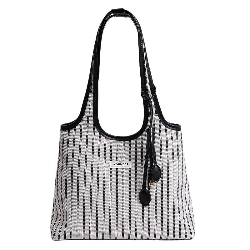 Stripes Fashion Women Large Bag Magnetic Closure Inner Compartments Work School