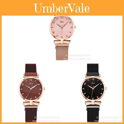 Classic Ladies Quartz Watch With Sunflower Dial And Butterfly Buckle For Casual Wear