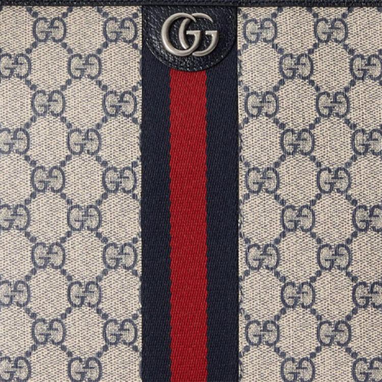 Gucci Ophidia Logo Stripe Canvas And Leather Clutch Unisex clutch Blue 625549-96IWN-4076