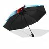 1pc Snowman Decor Automatic Umbrella - Stylish, Durable, with 8-Rib Manual Open Design, Elegant Black Handleyy250920105