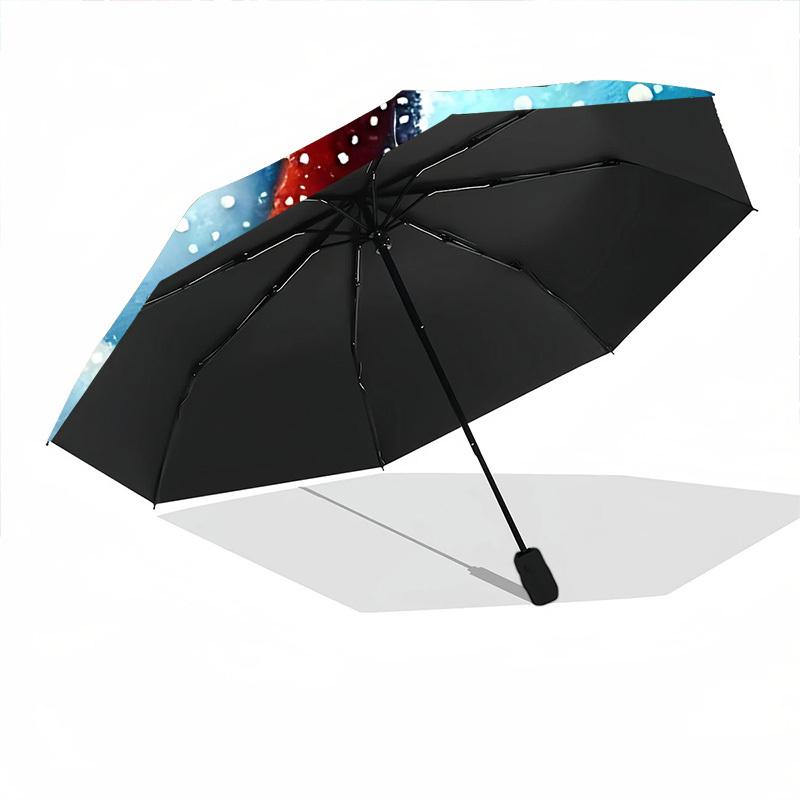 1pc Snowman Decor Automatic Umbrella - Stylish, Durable, with 8-Rib Manual Open Design, Elegant Black Handleyy250920105