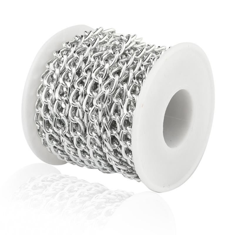1 Rolle 5m Aluminium Verdrehte Curb-Ketten Silber Goldene Ketten Verdrehtes Kabel Kruzifix Halskette Findeketten für DIY Basteln