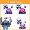 Fantasia de Lilo e Stitch para Meninas Camiseta com Saia Plissada de Algodão Roupa de Cosplay