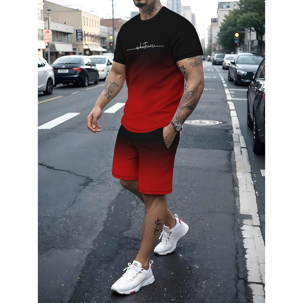 Herren Kurzarm-Shorts-Set Lässiger Mode-Sportanzug Einfache Bequeme Unisex Sportbekleidung