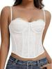 Spicy Girl Eyelash Lace Trim Slim Fishbone Corset Camisole