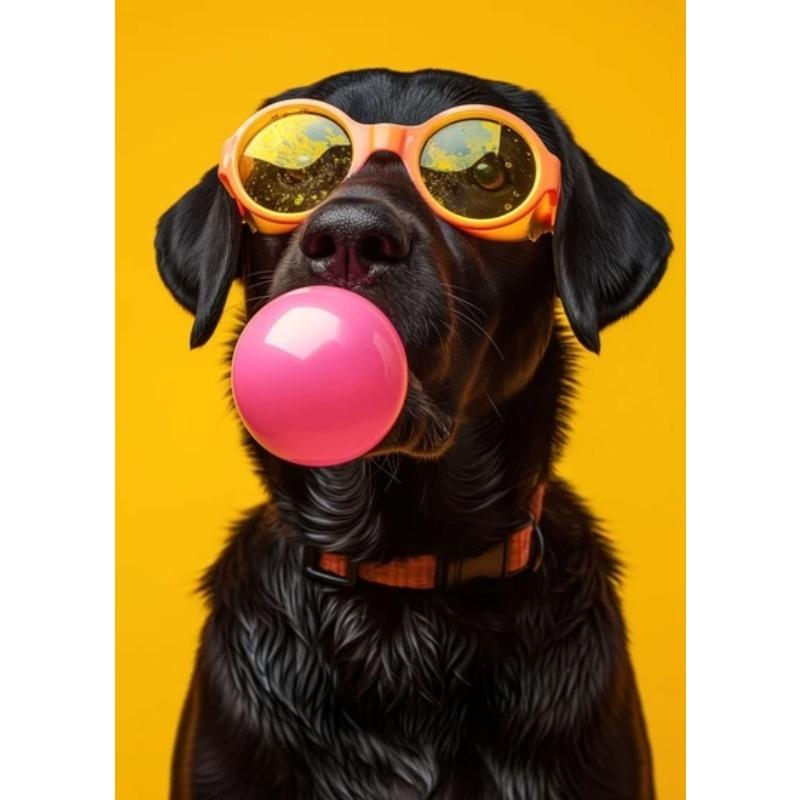 Zvířata Vtipné Tisky Pes Barevné Žvýkačkové Sluneční Brýle Plakát Samojed Francouzský Buldoček Malba na Plátno Nástěnné Umění Obrázek Domácí Dekorace