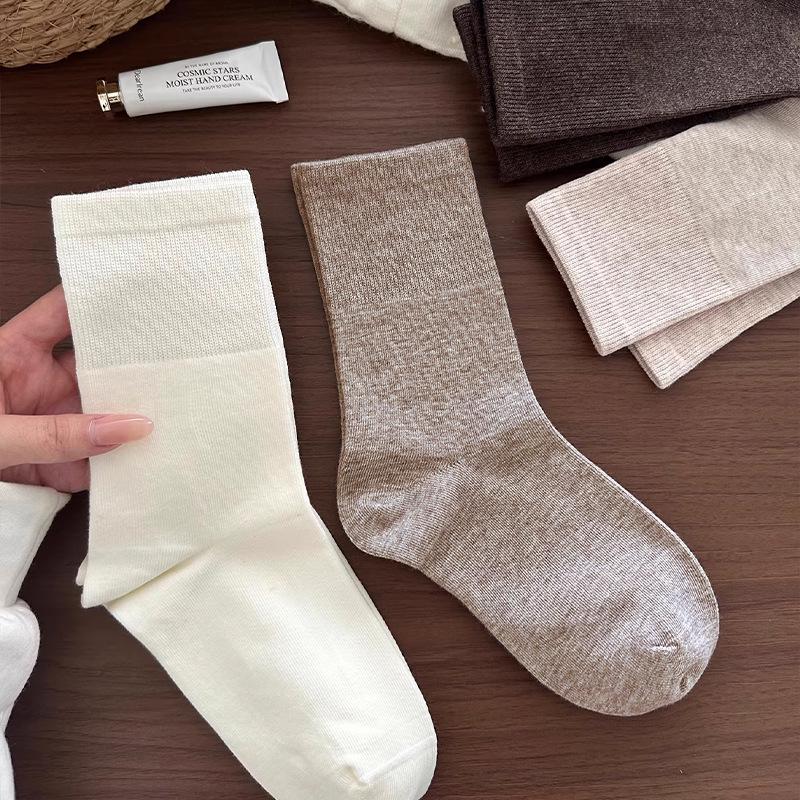 Japanese Style Pure Cotton Women's Mid-Calf Slouch Socks: Soft, Breathable, Anti-Pilling, Versatile