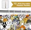 Cute Cartoon Cats Shower Curtain Fun Animal Design Bathroom Decor Kawaii Theme Waterproof Bath Curtain