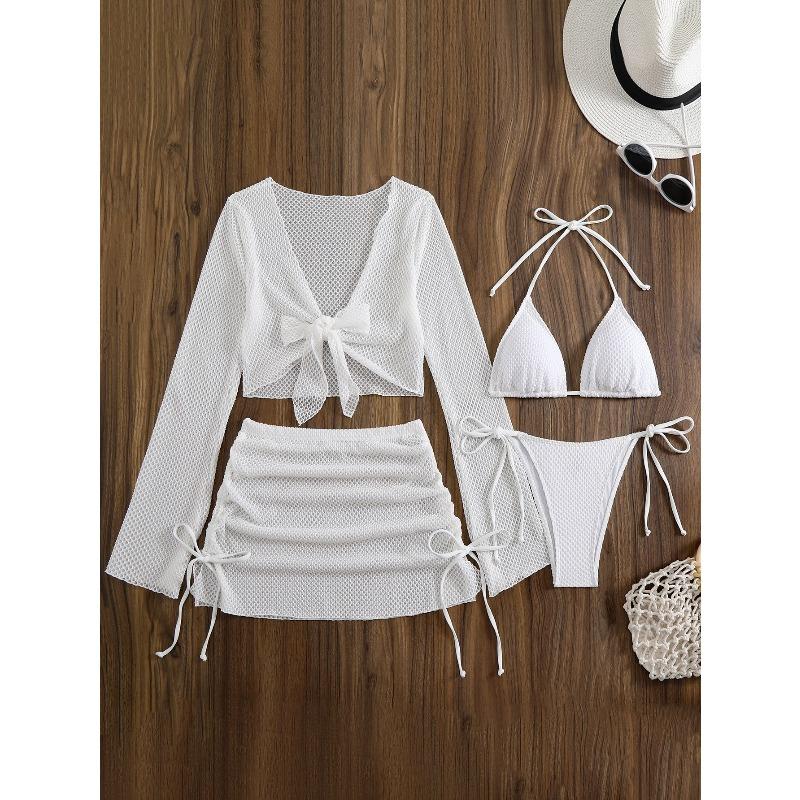 

New sexy solid color split bikini tether XS белый