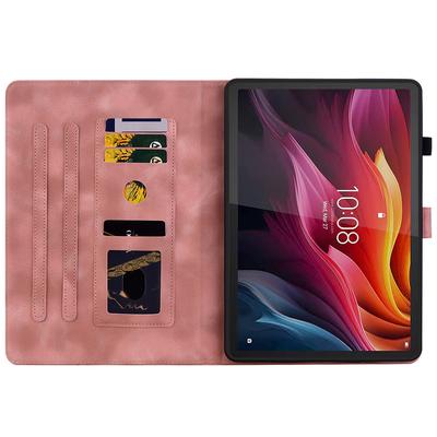 Husă pentru Lenovo Tab K11 Plus cu Imprimeu Floare de Crin, Sloturi pentru Carduri, Husă de Piele pentru Tabletă