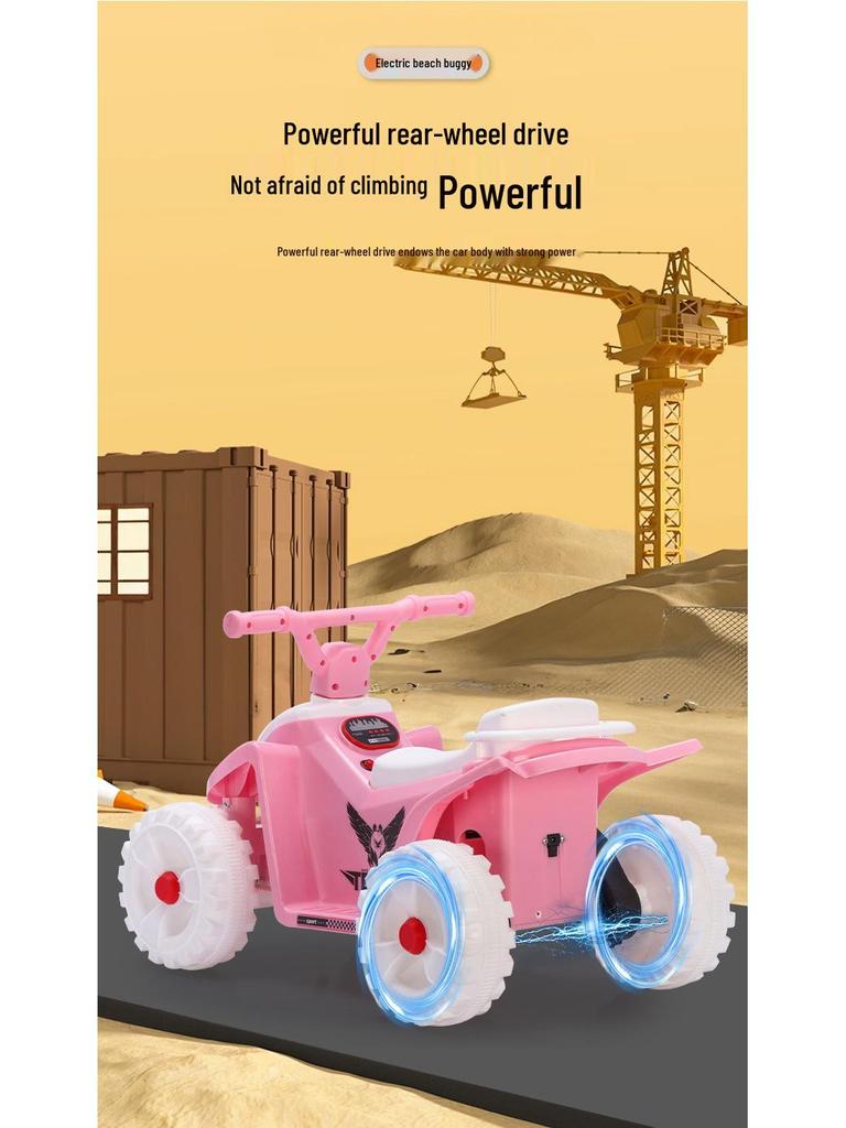 Large Electric Ride-On Beach Car for Kids – Four-Wheel Motorcycle Style, Self-Driving Toy