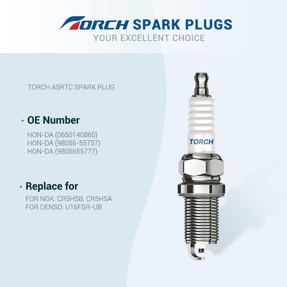 4PK TORCH A5RTC Spark plug Replace for NGK 6535/CR5HSB Spark plug, for Brisk NAR17 Spark plug, for Brisk NAR17C Spark plug, for Champion 808/Z9Y